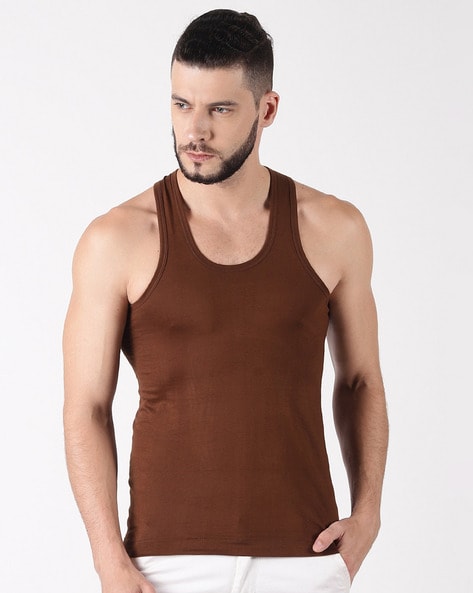 tan sleeveless vest