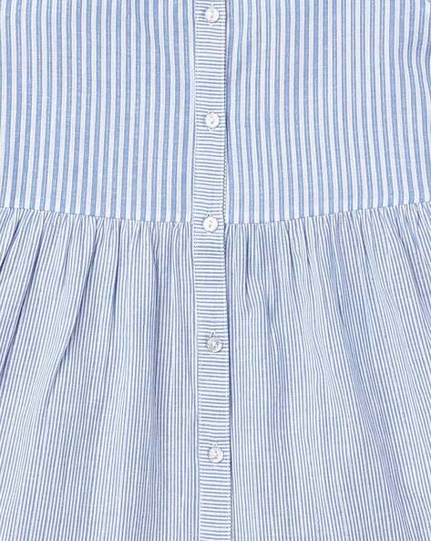 Striped Square-Neck Shirt Dress view 3