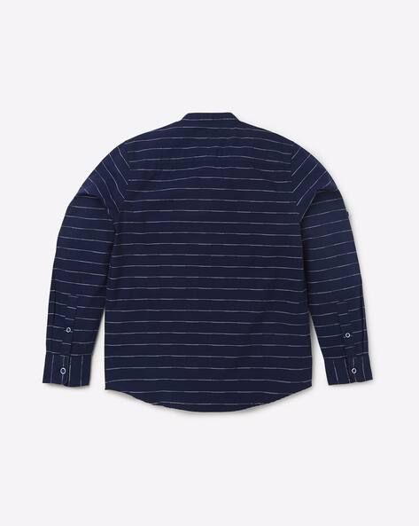 Striped Cotton Shirt with Welt Pocket view 3
