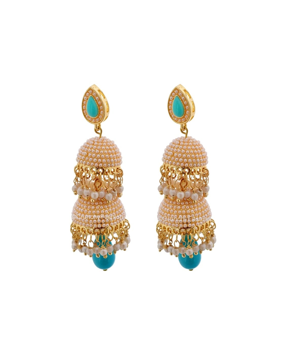 Buy CRUNCHY FASHION Traditional Gold-Plated Triangle Pearl Yellow Pasa  Earings Alloy Drops & Danglers Online at Best Prices in India - JioMart.