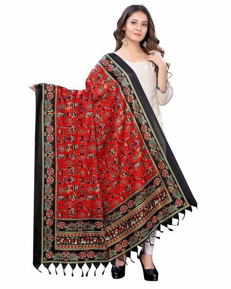 Printed Art Silk Dupatta Price in India