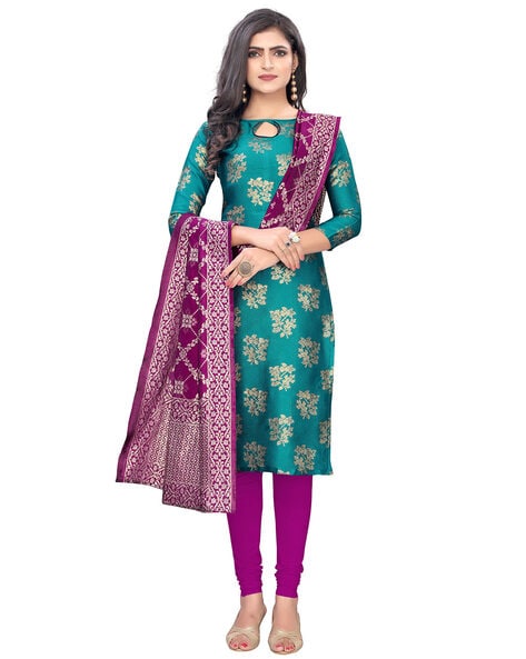 Floral Pattern Unstitched Dress Material Price in India