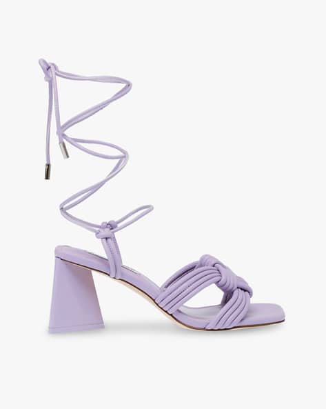 Miraya Braided Chunky Heeled Sandals with Tie-Up