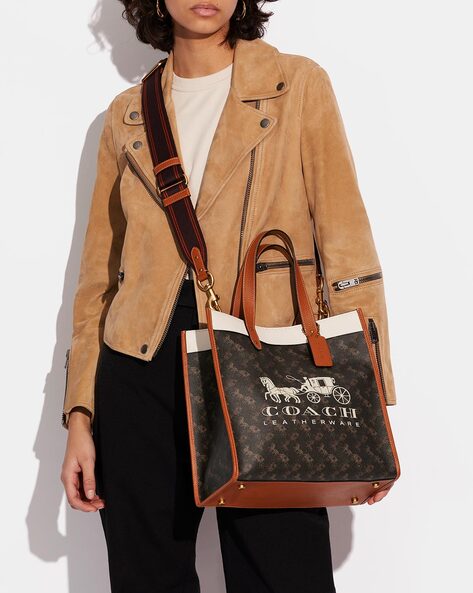 Buy Coach Field Tote Bag with Horse & Carriage Print | Brown Color Women |  AJIO LUXE