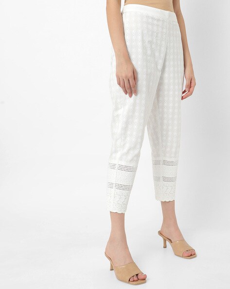 Embroidered Flat-Front Pants Price in India