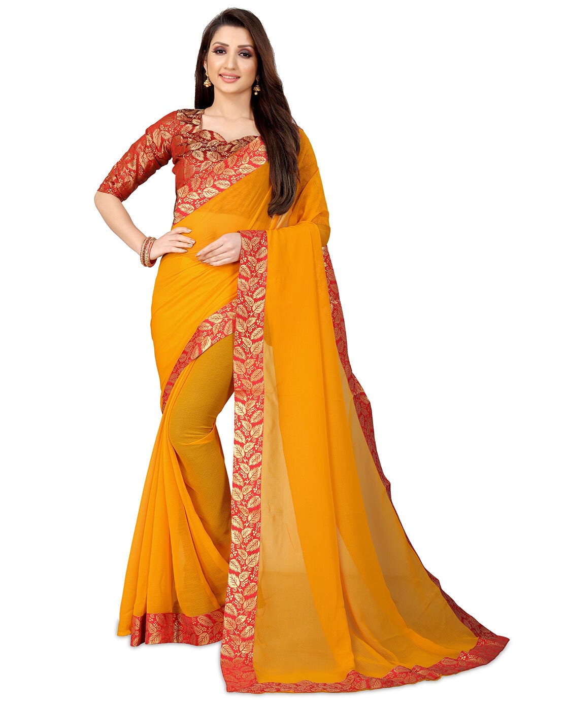 Buy Yellow Sarees for Women by GRIVA DESIGNER Online | Ajio.com