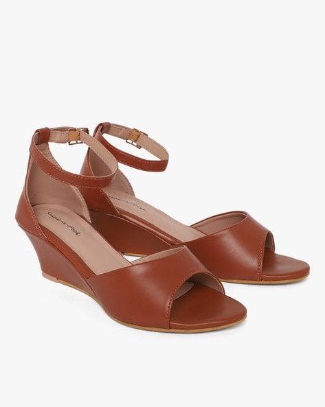 Tan ankle strap on sale wedges