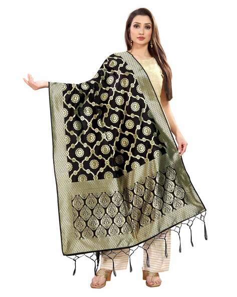 Geometric Pattern Banarasi Silk Dupatta Price in India