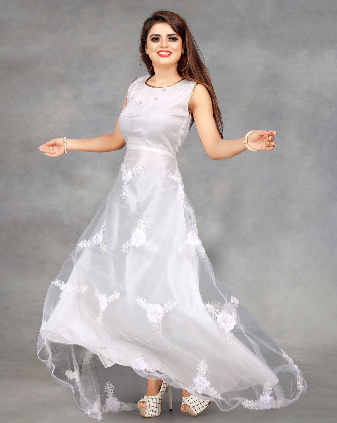 Buy Laalzari Women Embellished Gown Dress | Maroon Color Women | AJIO LUXE