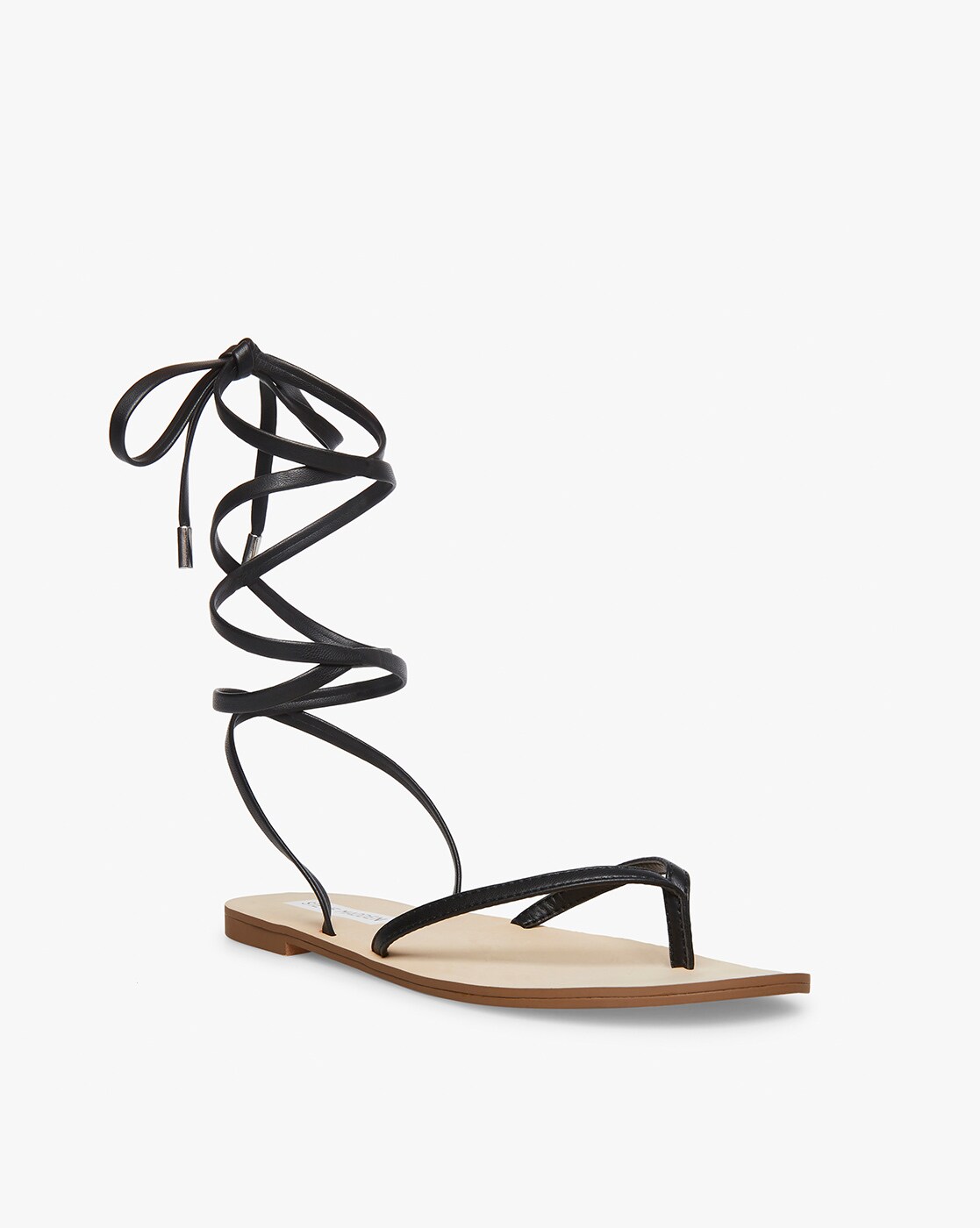 Black PU Lace up Flat Sandals – Truffle Collection