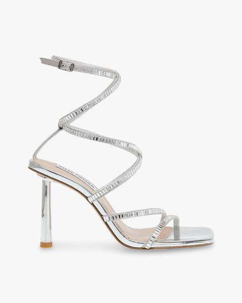 Buy Silver Heeled Sandals for Women by 