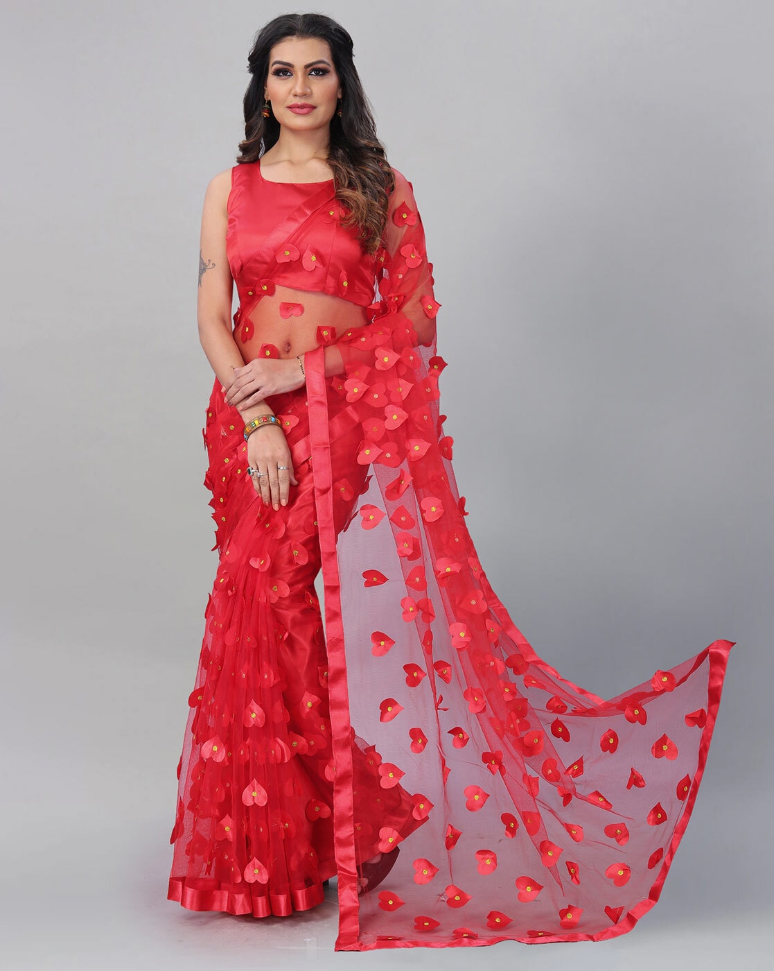 Buy Red Sarees for Women by APNISHA Online | Ajio.com