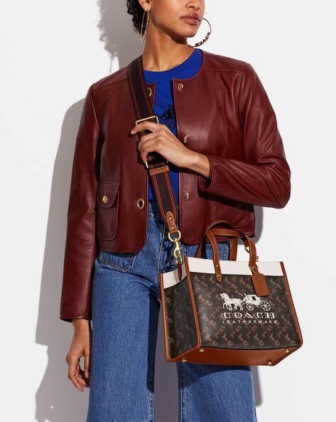 COACH Coach Field Tote with Horse and Carriage Bag C8461 PVC Leather Beige  Brown Gold Hardware 2WAY Shoulder | eLADY Globazone