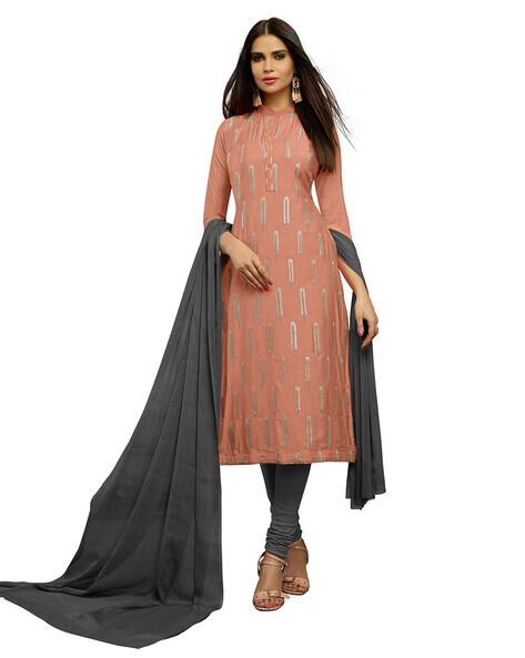 Buy Peach Dress Material for Women by 