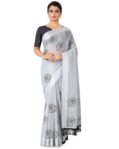 Buy online Women's Bordered Grey Colored Saree With Blouse from ethnic wear  for Women by Florence for ₹349 at 80% off | 2024 Limeroad.com