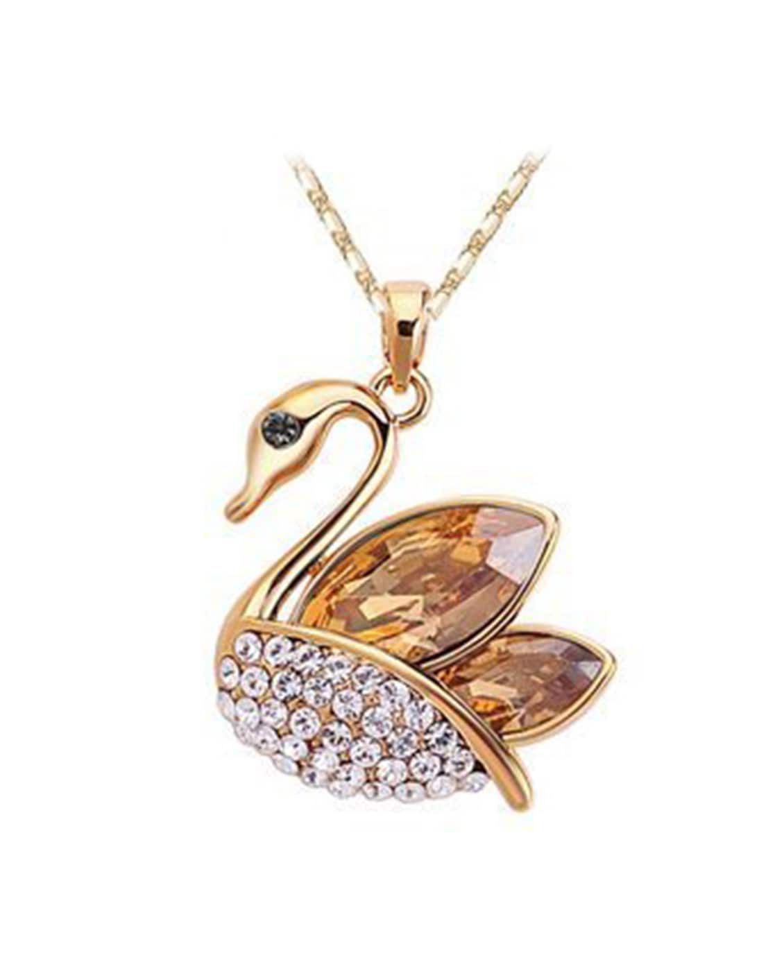 Swarovski Rose Gold Necklace Dazzling Swan Ladies India | Ubuy