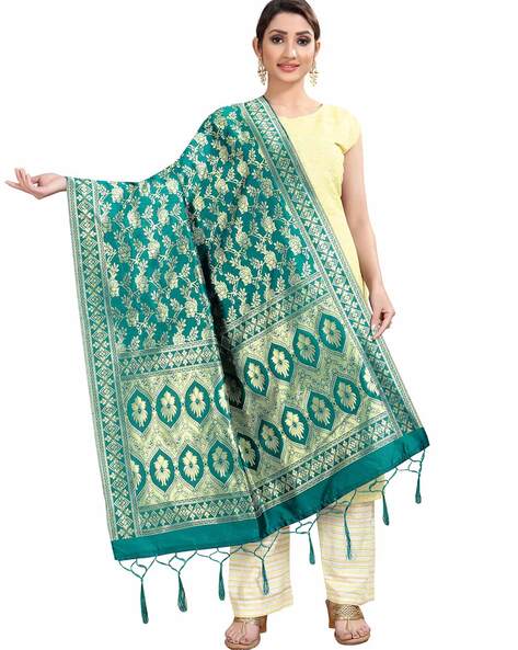 Banarasi Silk Woven Dupatta with Fringes Price in India