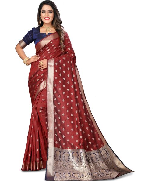 Buy Maroon Sarees for Women by GRIVA DESIGNER Online