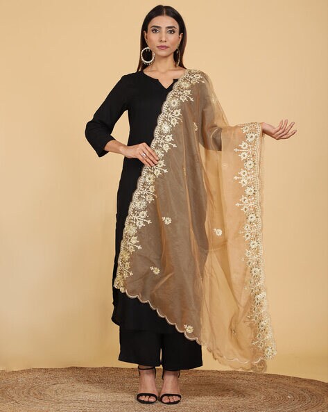 Organza Dupatta with Zari and Sequins Price in India