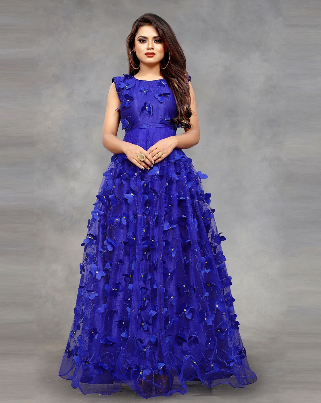 Western Akshar Creation Party Wear Designer Blue Gown at Rs 799 in Surat