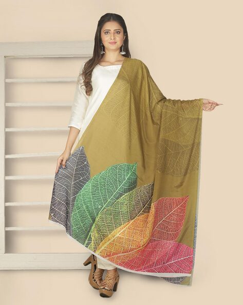 Leaf Print Silk Dupatta Price in India