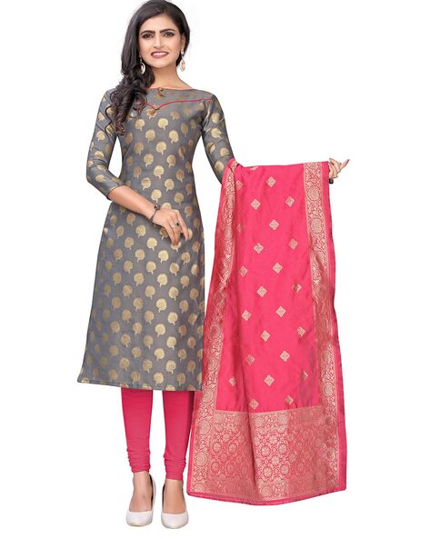 Unstitched Dress Material with Block Print Price in India