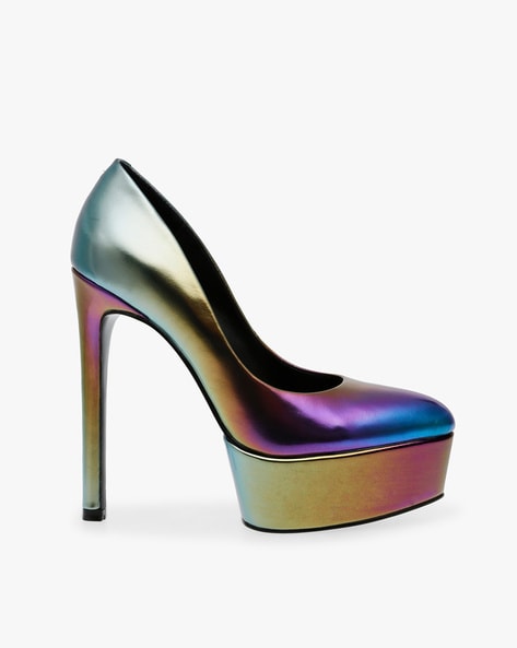 Pink Holographic Iridescent Leather High Heel Pumps Crystal Bowtie Knot  Pointed Toe Shallow Wedding Bride Shoes 12 10 8cm - AliExpress
