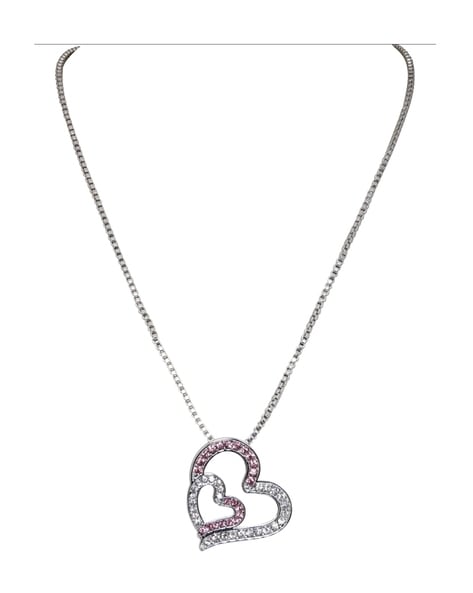 Amazon.com: Star K Heart Shape Love Pendant Necklace with Created Pink  Sapphire Sterling Silver : Clothing, Shoes & Jewelry