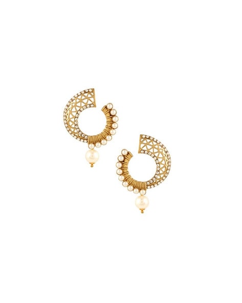 Big size Cz matte gold look alike temple studs- zivara fashion-earring –  Zivara Fashion