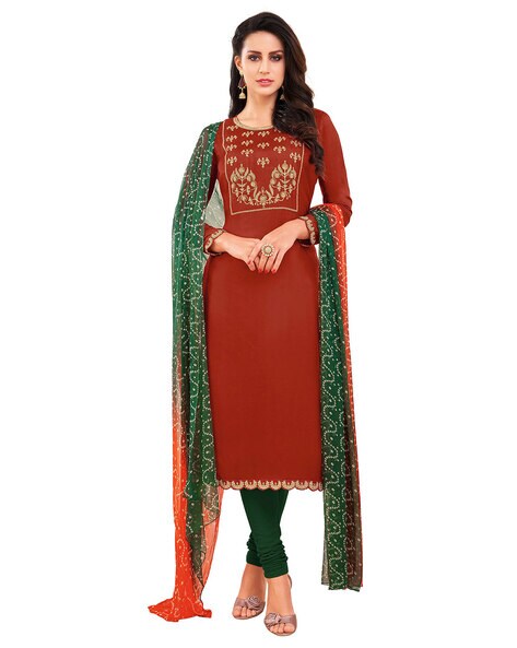 Embellished 3-piece Unstitched Dress Material Price in India