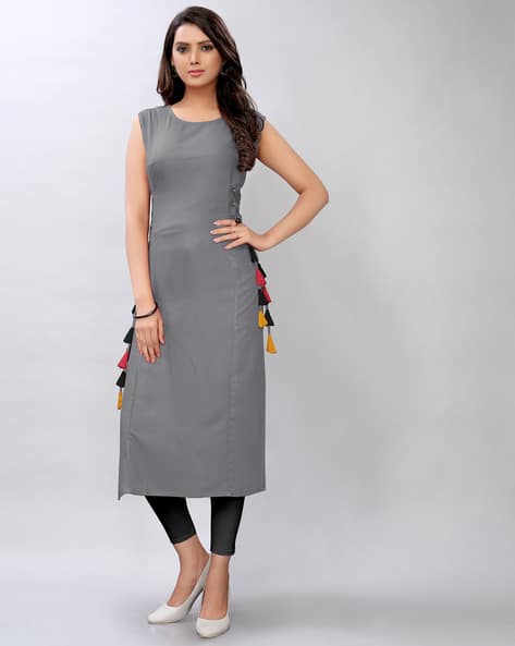 grey colour kurta for women