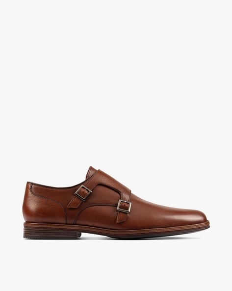 Clarks Round-Toe Monk-Strap Formal Shoes