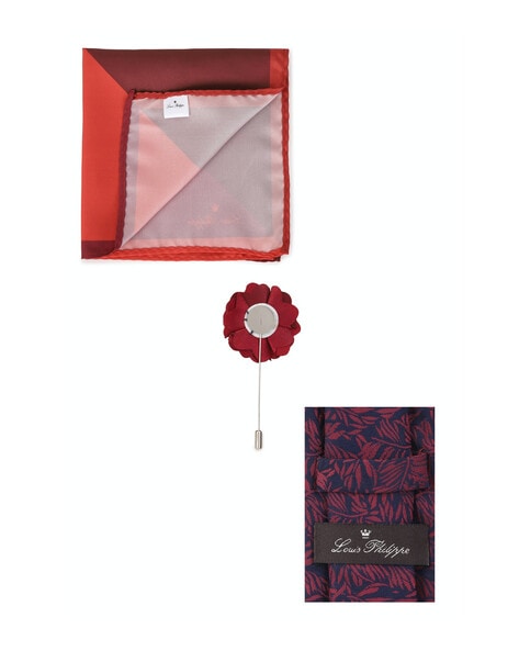Buy Louis Philippe Black Bow Tie, Lapel Pin & Pocket Square - Set of 3 at  Best Price @ Tata CLiQ
