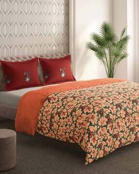 Floral Print 144 TC Cotton King-Size Bed Cover
