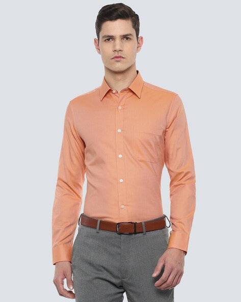 Louis Philippe Men Orange Formal Shirt