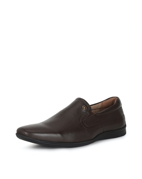 Louis Philippe Round-Toe Leather Slip-On Shoes