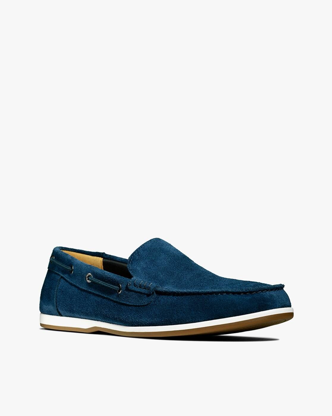 clarks suede slip on shoes