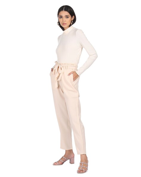 AND Trousers and Pants  Buy AND Pink Formal Pants with Belt OnlineNykaa  Fashion