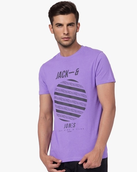 Buy Jack & Jones Men Purple Brand Logo Print Round Neck Better