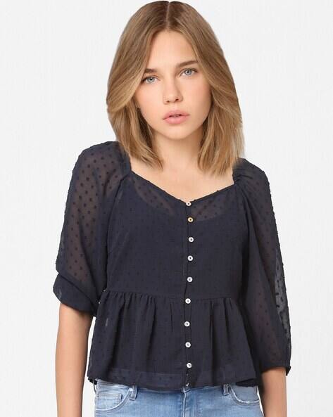 JDY BY ONLY Swiss-Dot Peplum Top