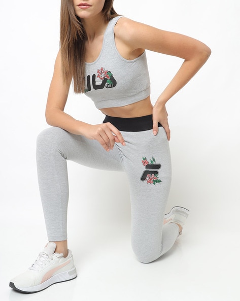 Fila Heathered Leggings with Logo Print