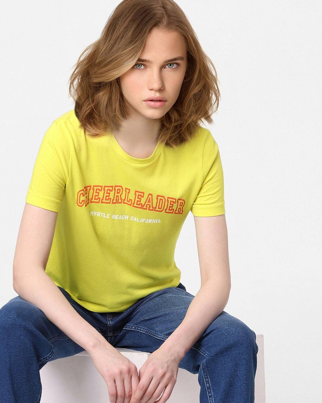 Typographic Print Round-Neck T-Shirt