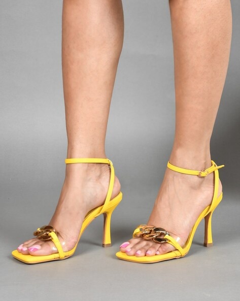 Yellow Heels | Yellow Block Heels | Neon Yellow Heels | EGO