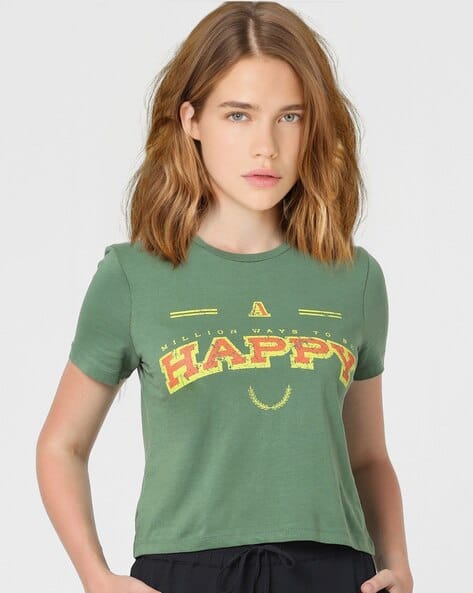 JDY BY ONLY Typographic Print Crew-Neck T-shirt