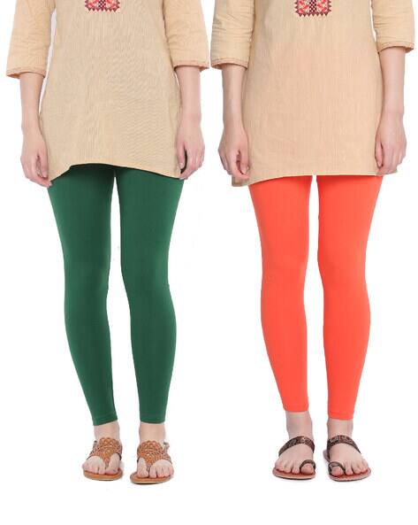 Buy Green \u0026 Orange Leggings for Women 