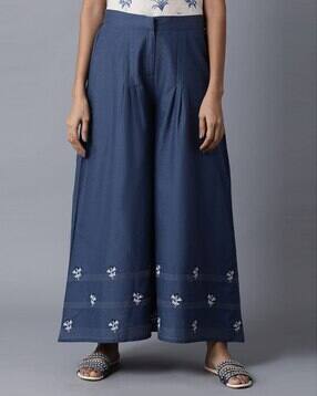 Placement Print Pleated Palazzo Pants-picture-37