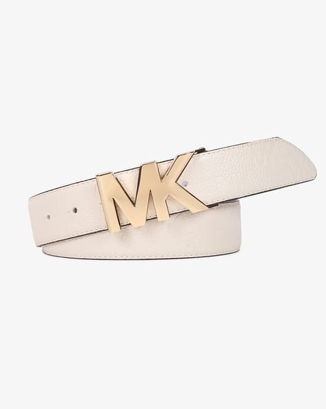 Logo Buckle Embossed Leather Belt