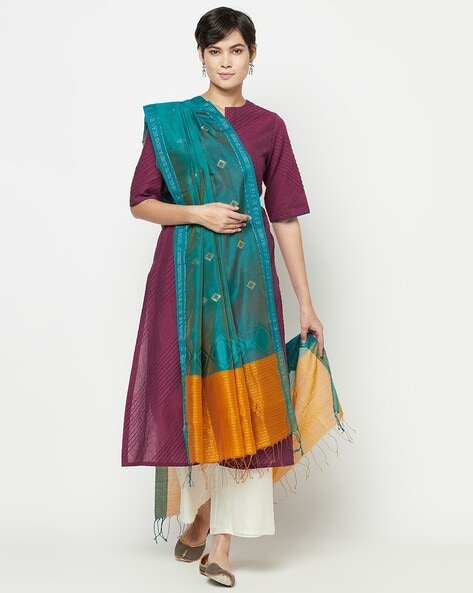 Geometric Dupatta with Tassels Price in India