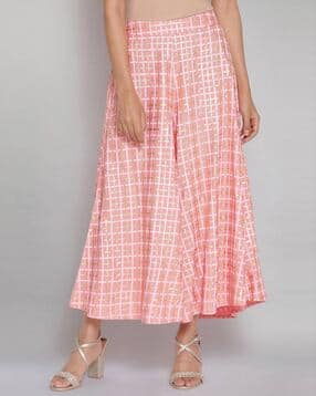 aurelia Checked Palazzos with Semi-Elasticated Waistband-picture-49