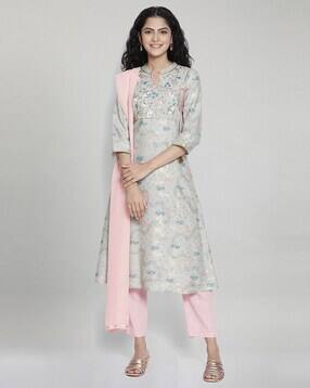 Buy Pink \u0026 Grey Kurta Suit Sets for 